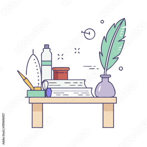 poet s desk vector icon, poet s desk vector illustration - simple illustration of poet s desk, perfect for logos poet s desk 