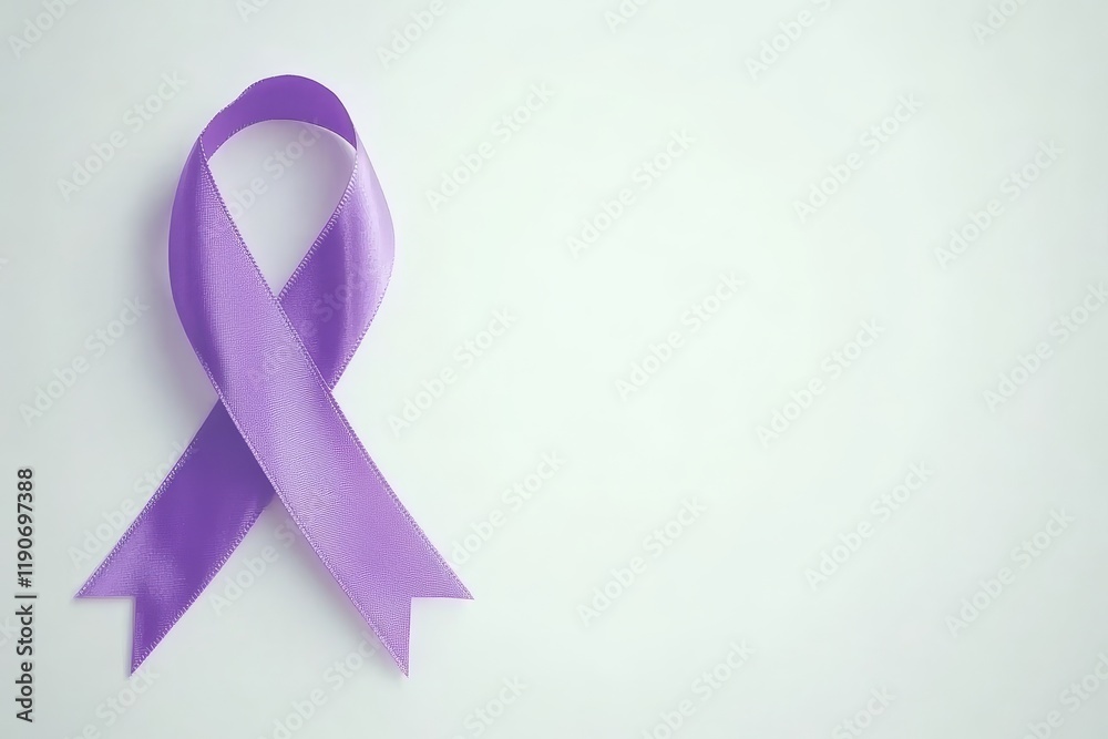 Elegant Purple Ribbon on Soft Background Symbolizing Awareness, Support, and Hope for Various Causes and Initiatives Including Cancer Awareness and Domestic Violence Elegant Purple Ribbon on Soft Background Symbolizing Awareness, Support, and Hope for Various Causes and Initiatives Including Cancer Awareness and Domestic Violence