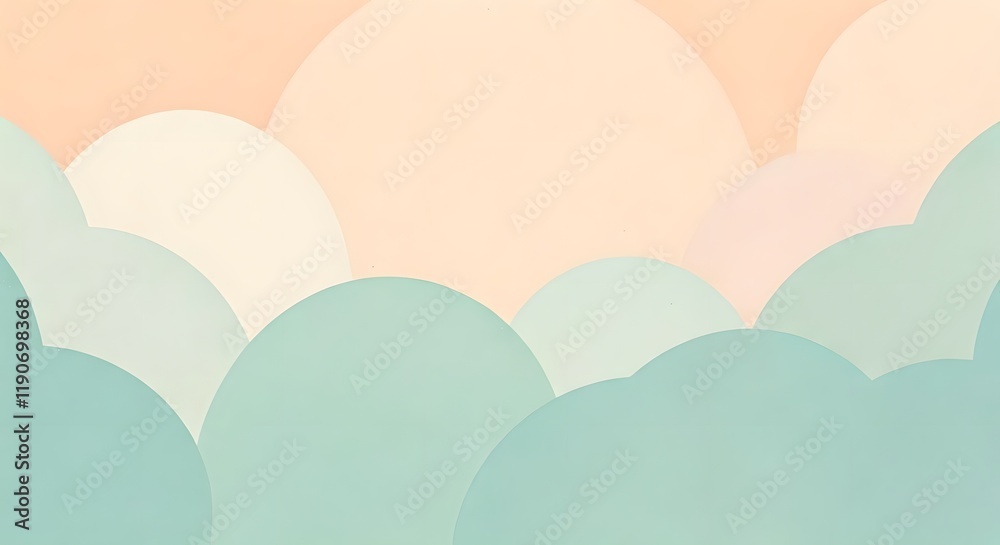 A gentle arrangement of abstract shapes with pastel tones and a grain overlay, AI Generated A gentle arrangement of abstract shapes with pastel tones and a grain overlay, AI Generated