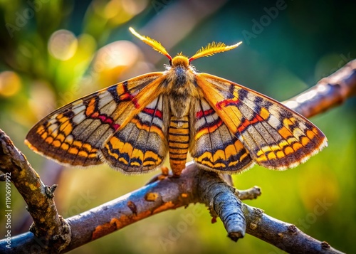 Mourning Cloak Moth (Tyta luctuosa) on Branch, Provence, France, May 12, 2023 photo