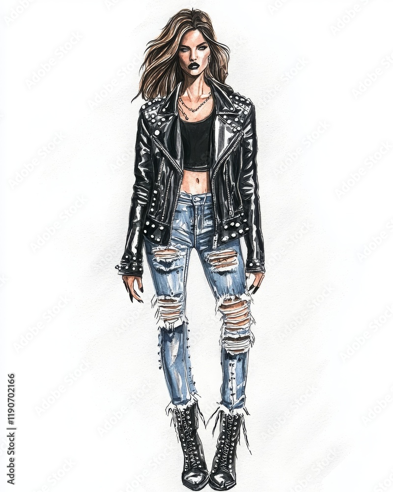 Punk Inspired Fashion Design Sketch for Creative Outfits Punk Inspired Fashion Design Sketch for Creative Outfits