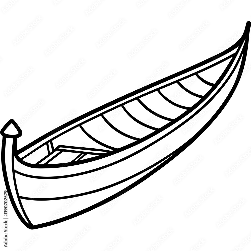 Canoe line art vector