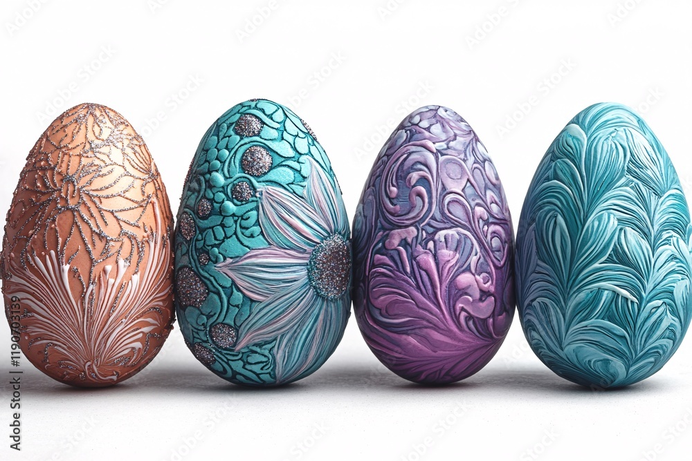 Fototapeta premium Whimsical Easter Egg Mural: Colorful Ornaments and Decorations