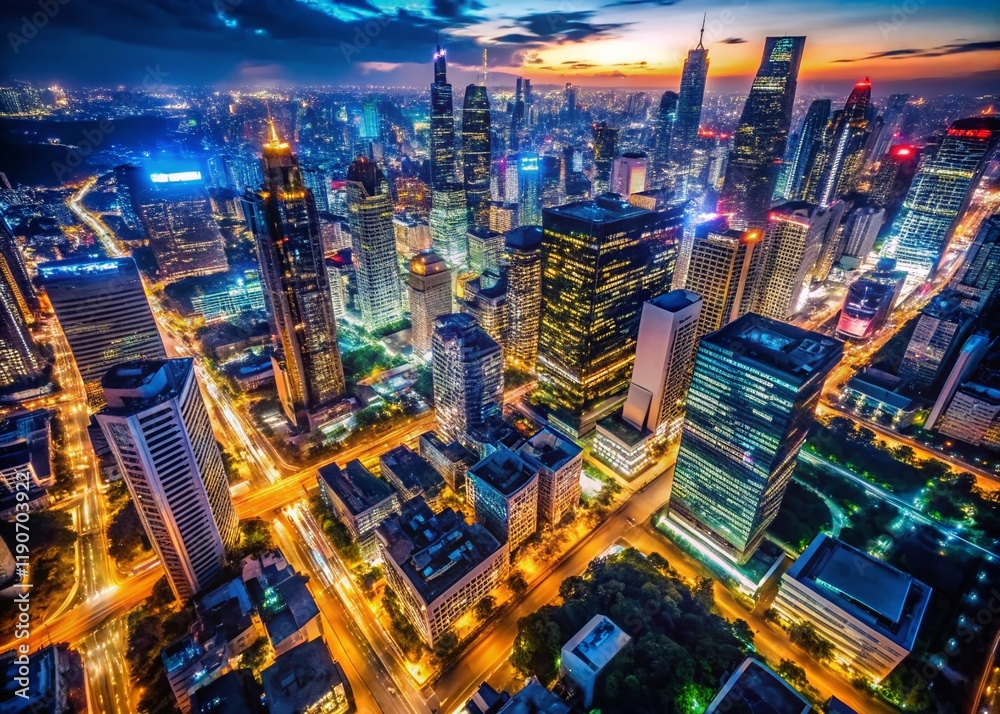 Obraz premium Night Cityscape: Vibrant Lights and Dark Shadows - Free Mind 6 Photography