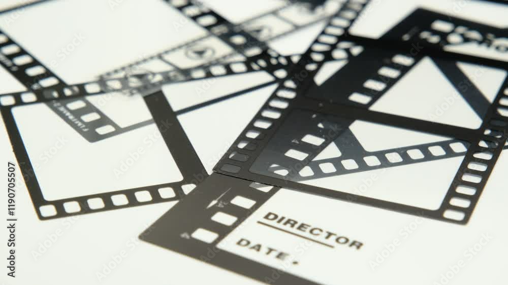 celluloid photo film strip on white background