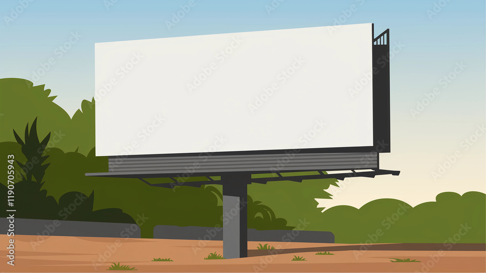 Fototapeta premium Illustration of an Empty Advertising Sign in a Scenic Area 