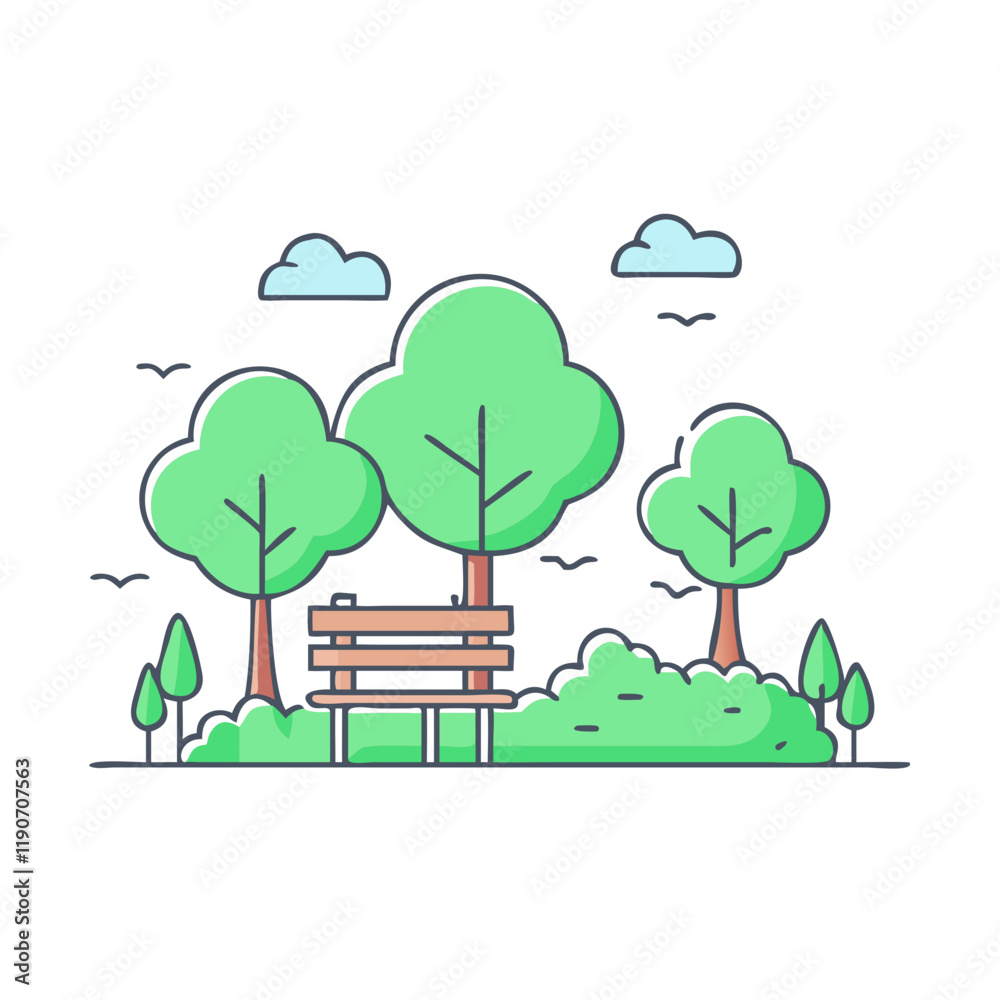 Fototapeta premium park with trees vector icon, park with trees vector illustration - simple illustration of park with trees, perfect for logos park with trees 
