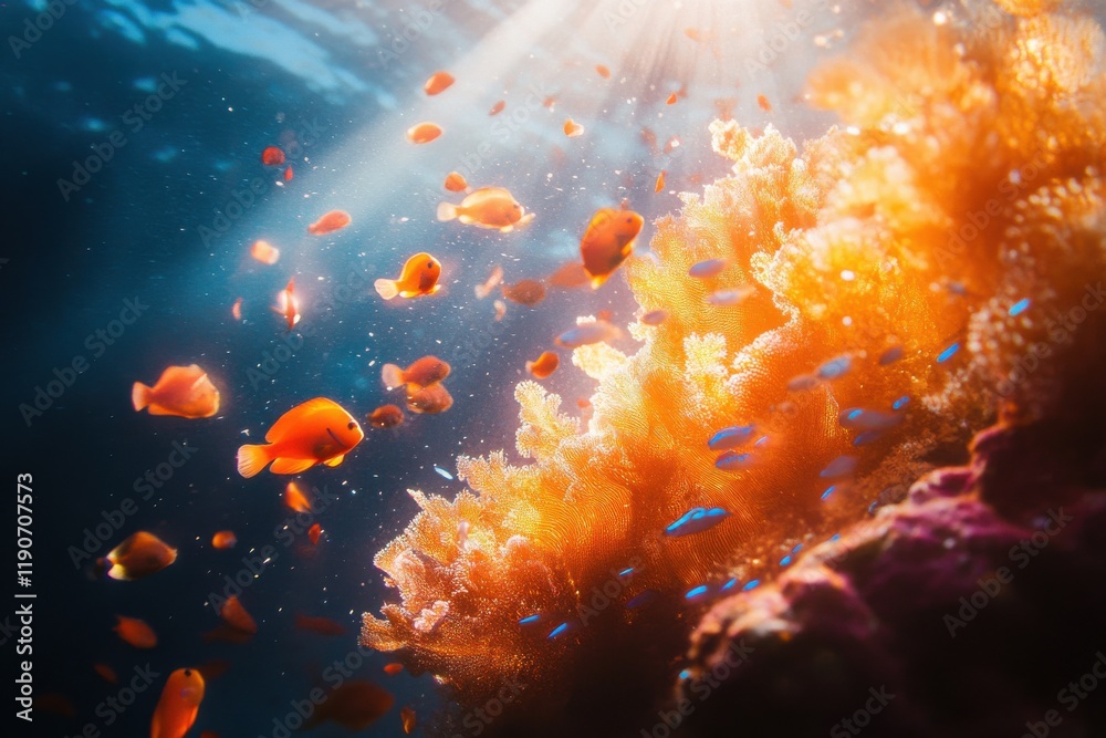 Vibrant DSLR photo of coral reef scene with backlighting Vibrant DSLR photo of coral reef scene with backlighting
