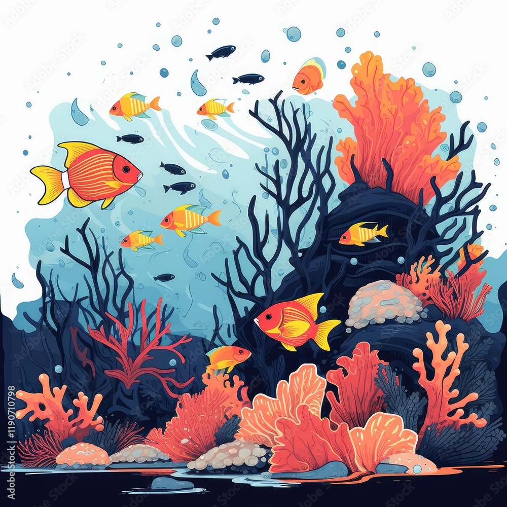 Fototapeta premium Vibrant Coral Reef with Colorful Fish