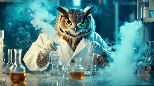 Owl as a chemist in a lab