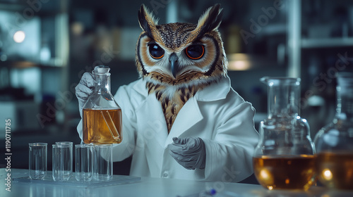 Owl as a chemist in a lab