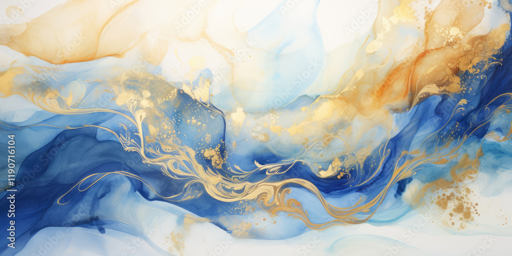 Fototapeta premium Abstract Ocean Waves and Golden Sands Artwork