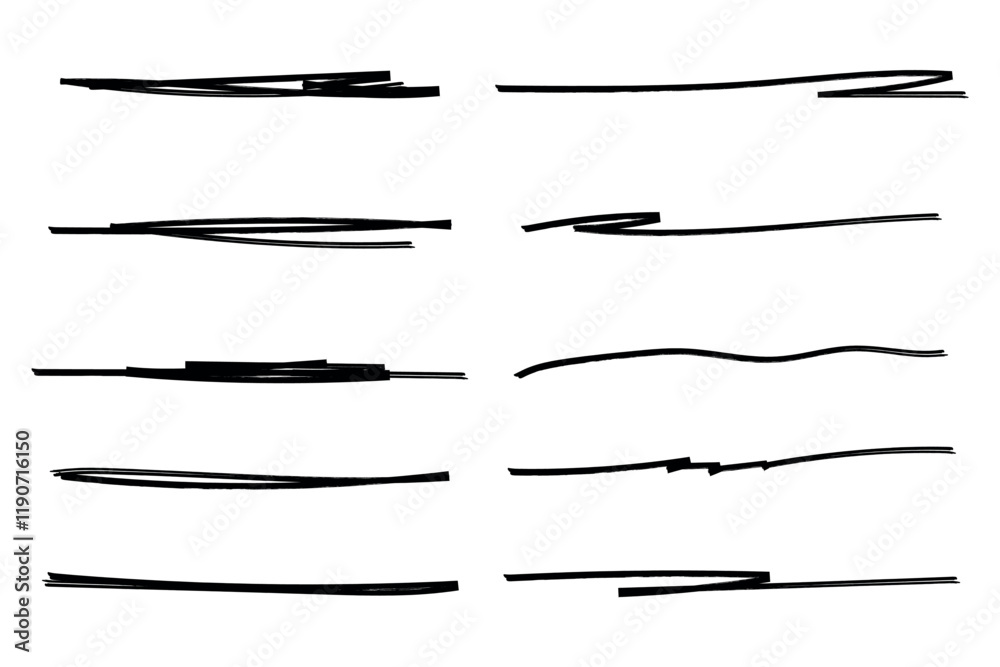 custom made wallpaper toronto digitalSet of hand drawn marker line vector illustration design element, grunge strokes, doodle lines underline scribble