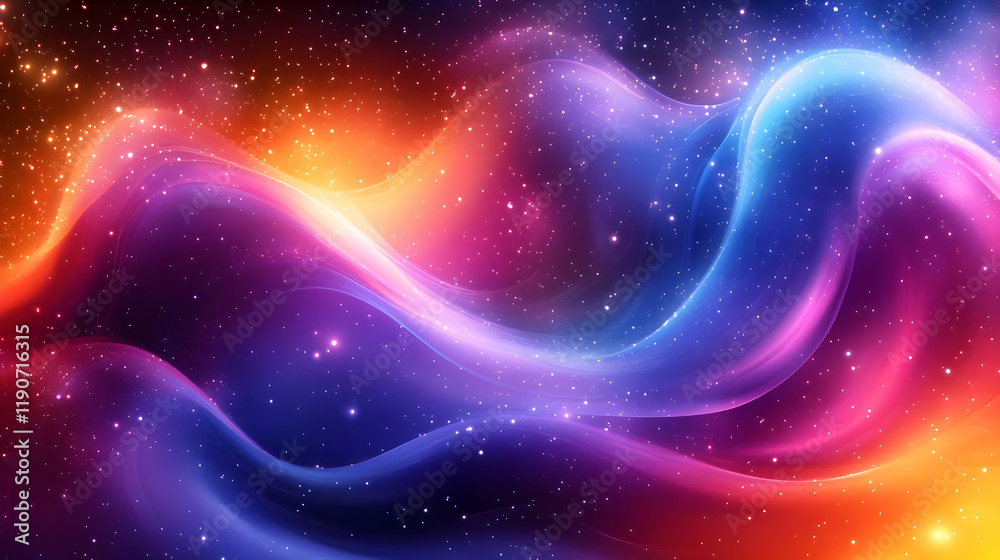 Fototapeta premium Abstract Cosmic Nebula Background with Vibrant Colors and Glowing Waves