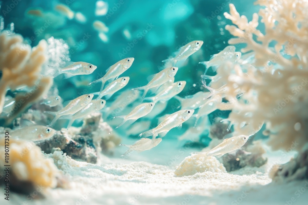 Highquality photo of silverfish in clear turquoise waters Highquality photo of silverfish in clear turquoise waters
