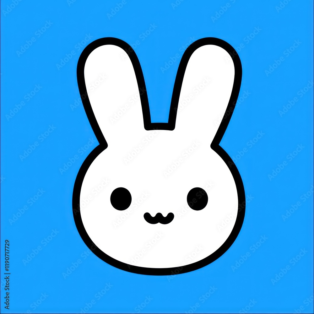 Cute bunny digital art, blue background, children's book illustration Cute bunny digital art, blue background, children's book illustration