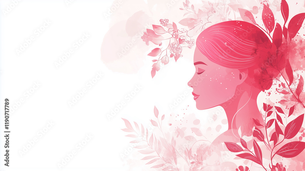 Woman and Leaves in Minimalist Abstract Style Woman and Leaves in Minimalist Abstract Style