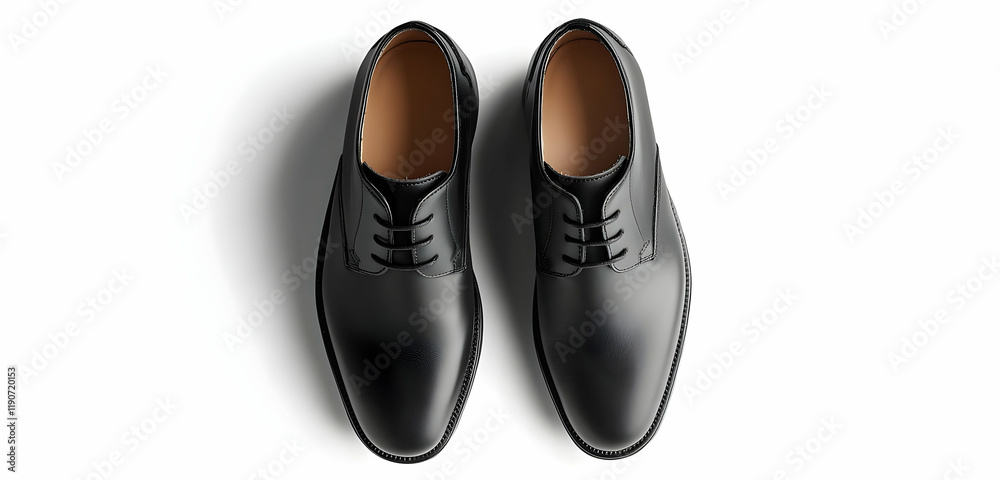 custom made wallpaper toronto digitalTop-down view of classic black leather men's shoes, enhanced with shadow effects, isolated on a transparent background for an elegant design.