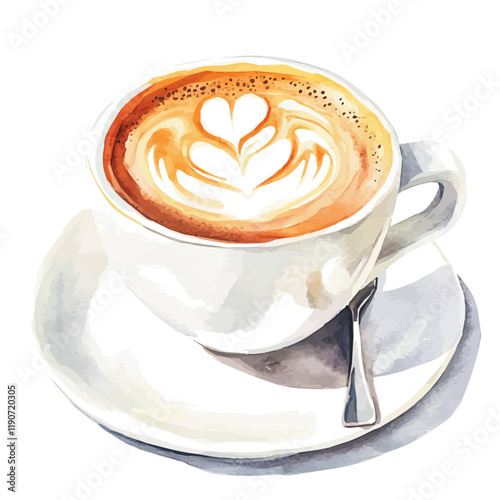 A watercolor of flat white, isolated on a white background. Flat white vector.

