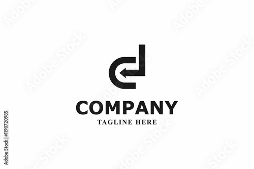 Free Download letter d and black arrow minimal logo design - GFXLoad