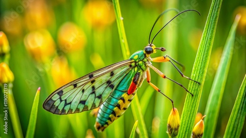 Aerial View of Scorpionfly (Panorpa communis) Habitat - Meadow Landscape photo