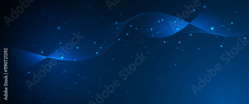 Vector digital datum, molecule background. Big Data, hi tech technology, light line design. Illustration modern network datum system, cyber space, communication internet, futuristic connection concept