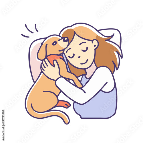 cuddling with a dog vector icon, cuddling with a dog vector illustration - simple illustration of cuddling with a dog, perfect for logos cuddling with a dog 