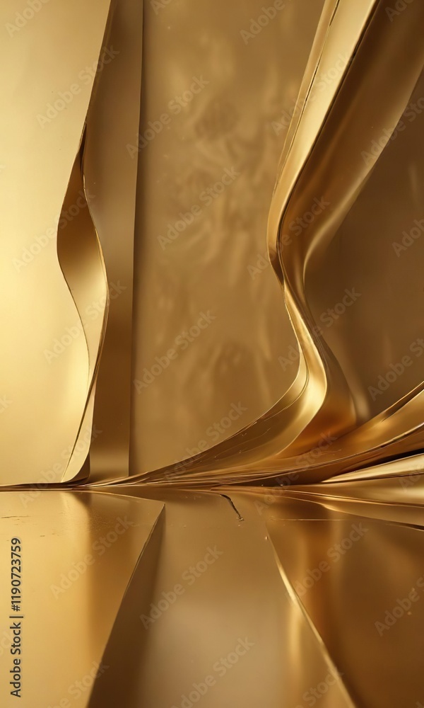 Naklejka premium Abstract design in metallic gold hues on a sleek, modern background, contemporary, clean