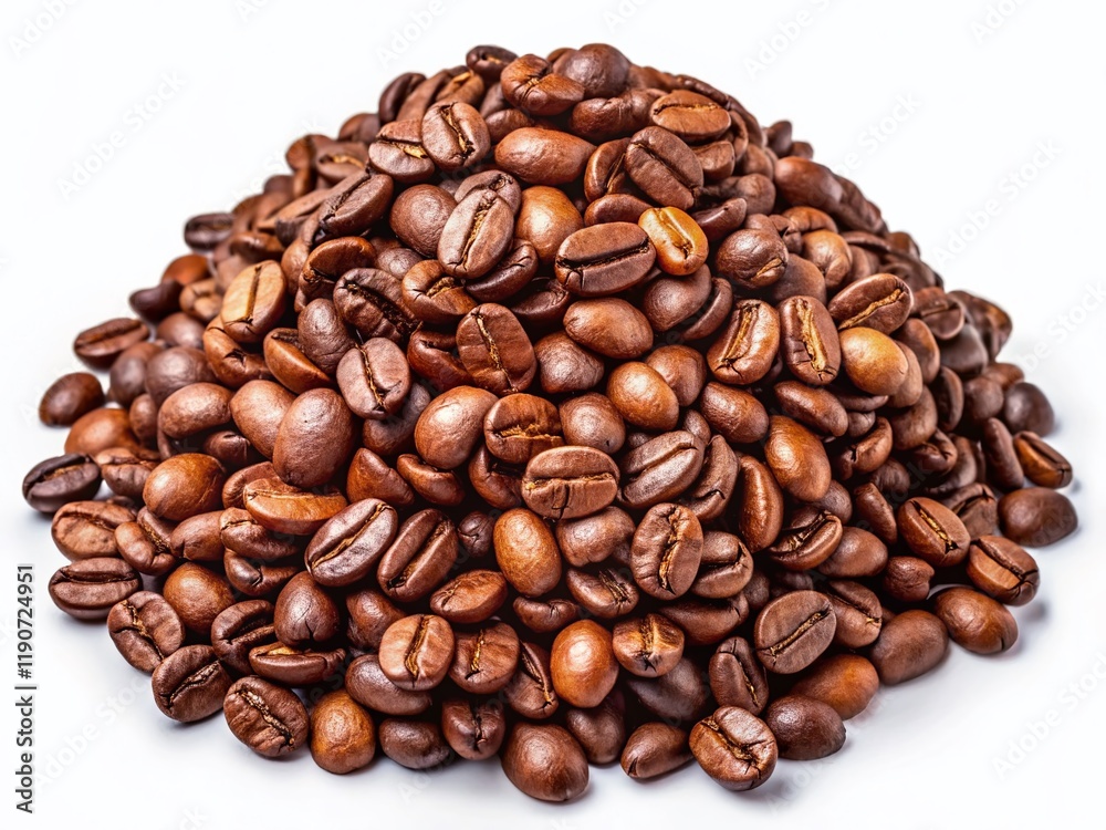 Fototapeta premium Panoramic View of Isolated Coffee Beans on Clear Background - High-Resolution Stock Photo
