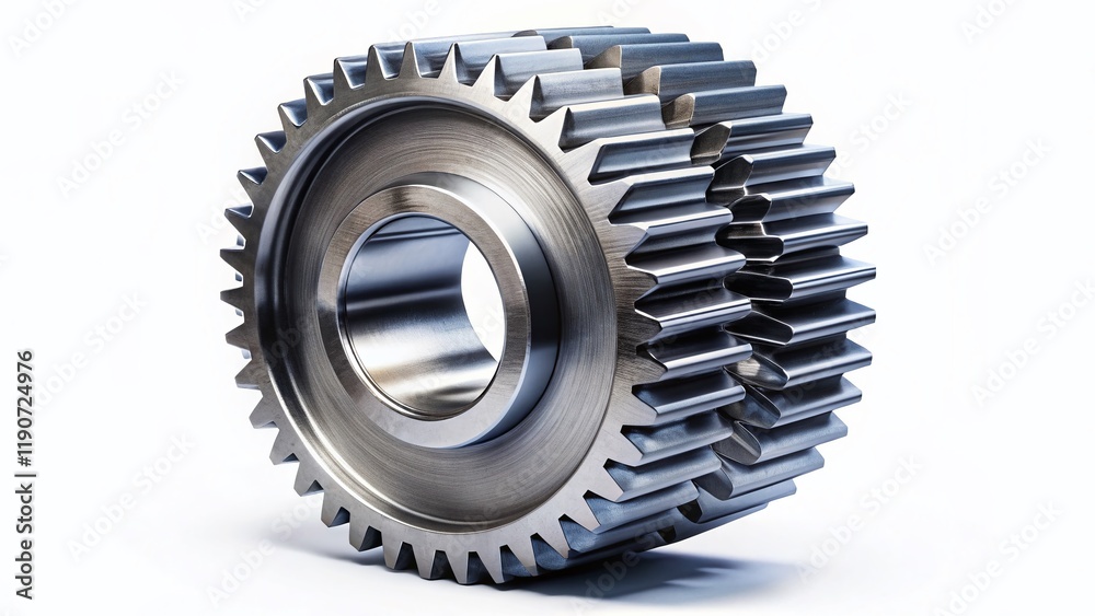 Panoramic View of Isolated Steel Cog Gear on Transparent Background Panoramic View of Isolated Steel Cog Gear on Transparent Background