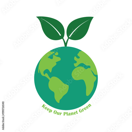 Vector illustration of a green globe. Keep our planet green. Recycling and Environmental Icons. product packaging and labels icon.