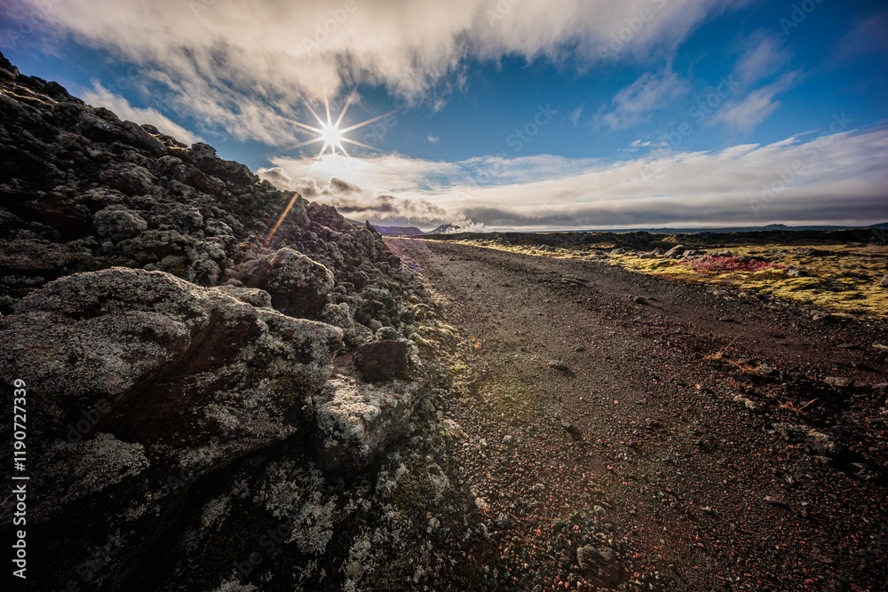 Typical Icelandic autumn landscape around Grindavik.