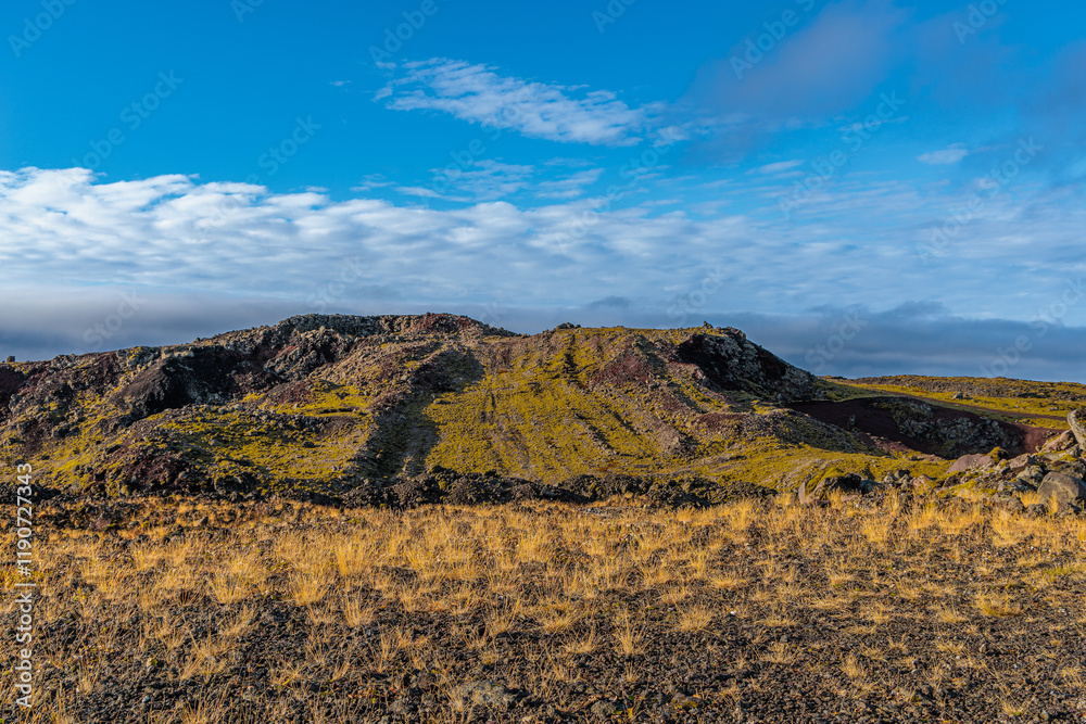 Typical Icelandic autumn landscape around Grindavik.