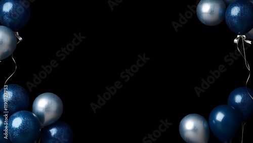 Glittery Balloon Arrangement on Black Background for Celebrations