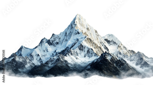 Monochrome mountain range isolated on transparent background
