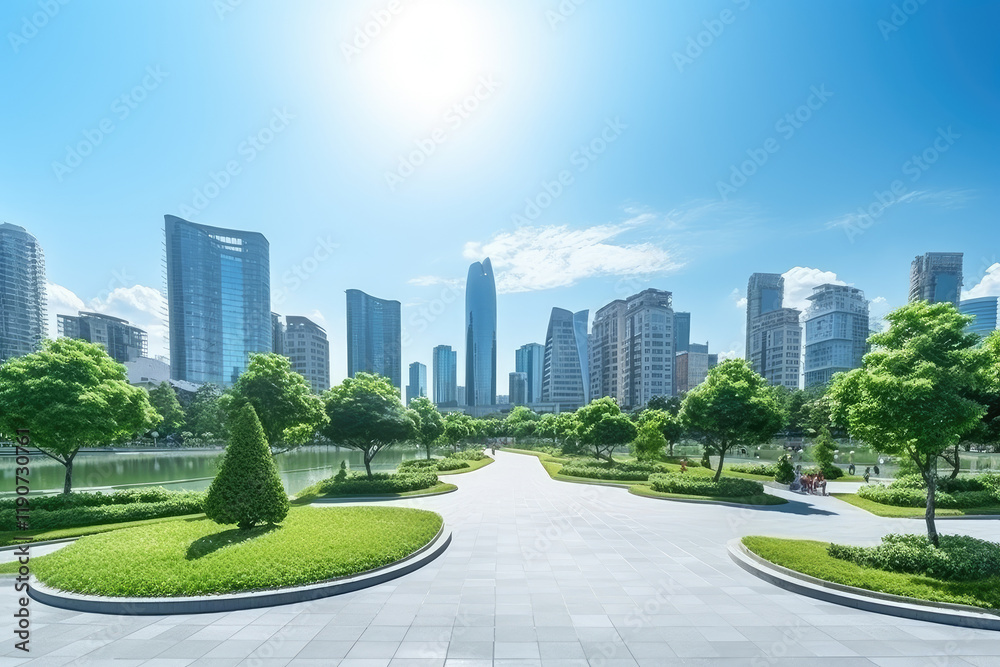Obraz premium Modern Urban Park with Skyline