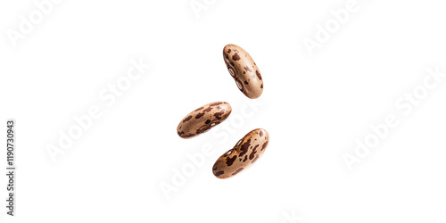 Three brown speckled beans isolated on transparent background photo