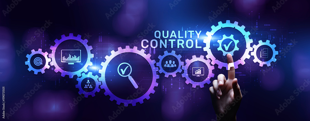 Quality control assurance standards certification business technology concept.