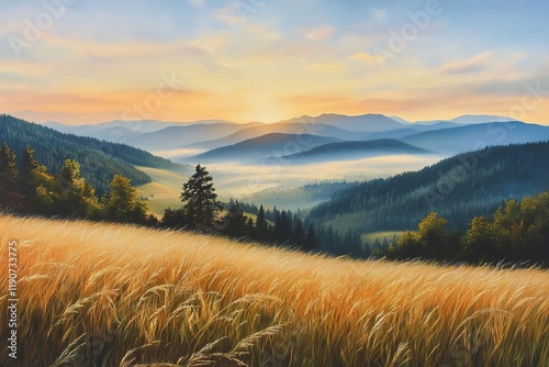 Majestic Carpathian Sunrise: Golden Hour Peaks, Breathtaking Vista, Serene Landscape Photography sky ray red dawn view  