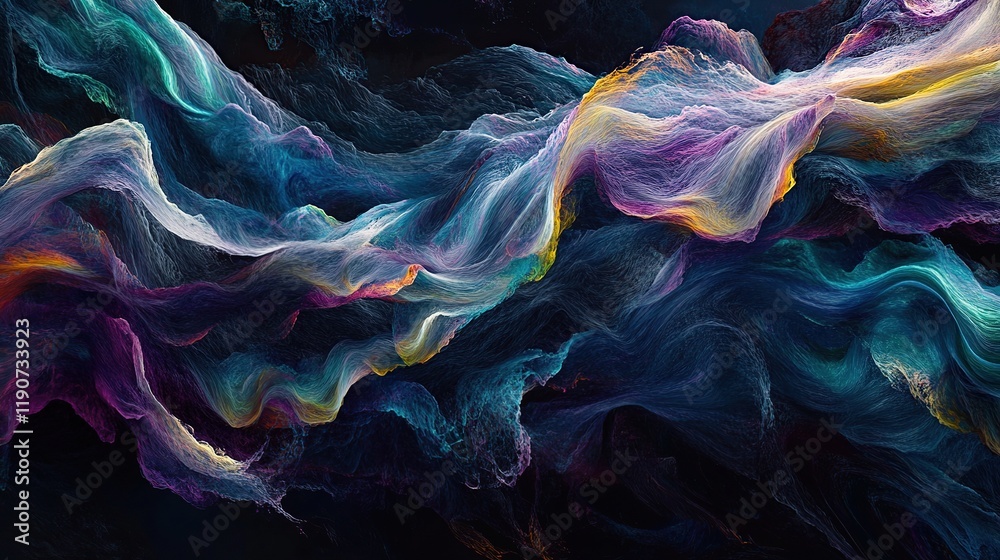 Naklejka premium Abstract swirling colorful nebula-like digital art.