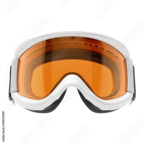 A pair of ski goggles designed for protection and visibility on snowy slopes. isolated on white background