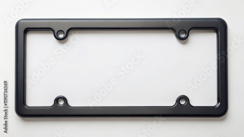 Empty Black Plastic License Plate Frame Mockup: Horizontal Copy Space for Car Branding