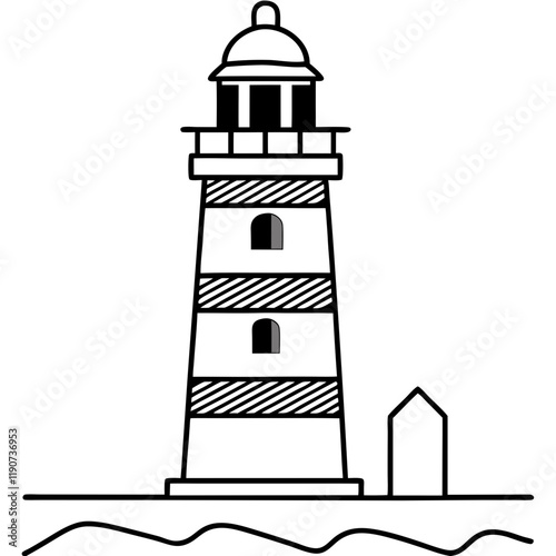 Elegant Lighthouse Line Drawing Design