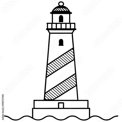 Elegant Lighthouse Line Drawing Design