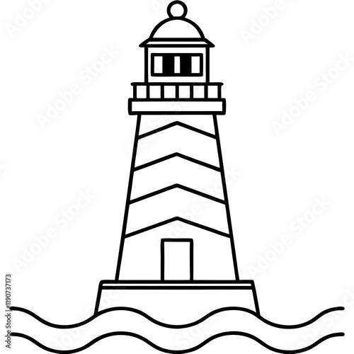 Elegant Lighthouse Line Drawing Design