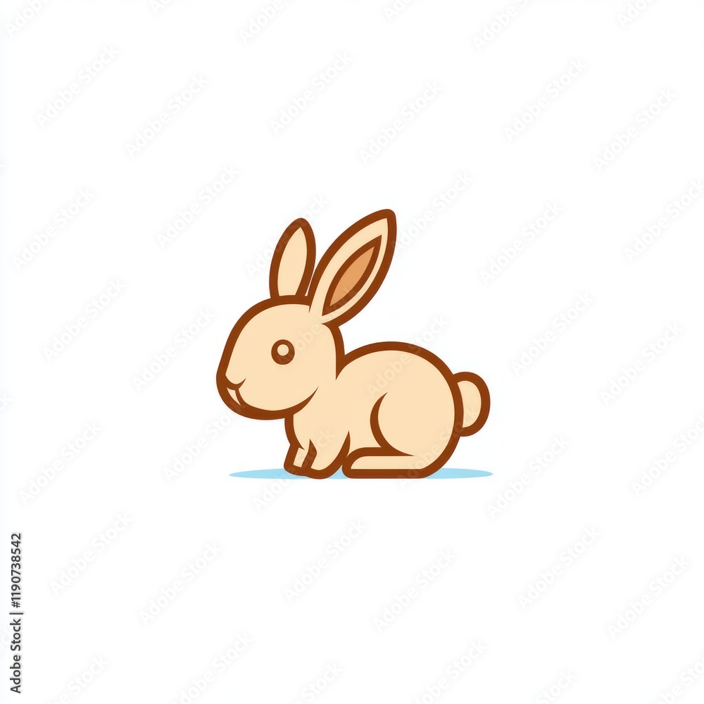 Obraz premium Cute cartoon bunny sitting, white background, logo design