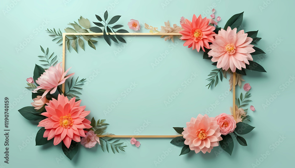 Fototapeta premium Abstract floral frame layout with copy space for wedding or Women's Day