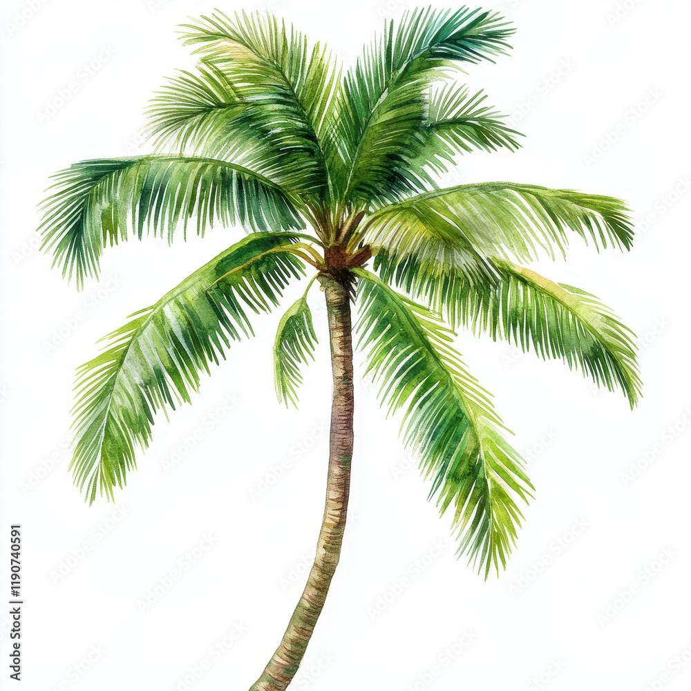 Obraz premium vibrant tropical palm tree with lush green fronds, perfect for summer vibes