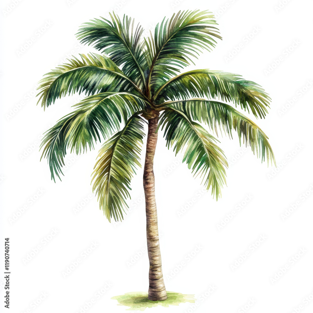 Obraz premium tropical palm tree with lush green leaves, perfect for summer vibes