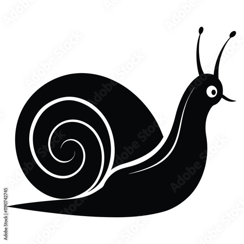 Snail silhouette vector art illustration, graphic design, isolated icon, snail clipart